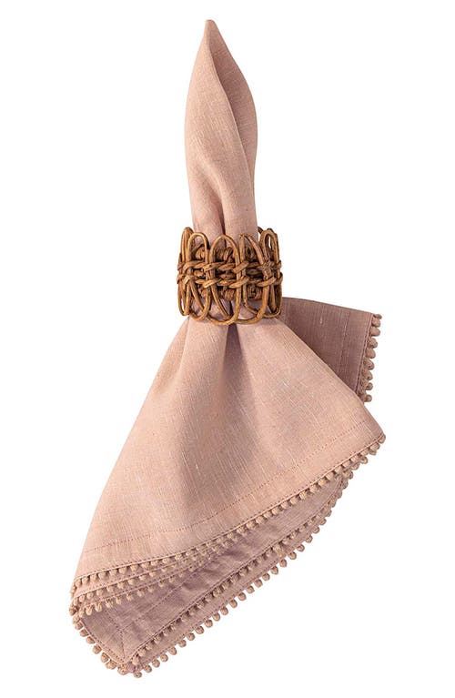 Shop Juliska Berry Trim Set Of 4 Cotton & Linen Napkins In Blush