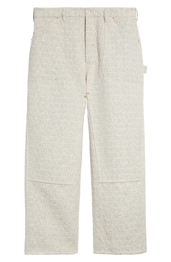4sdesigns Logo Jacquard Western Utility Trousers In Off White