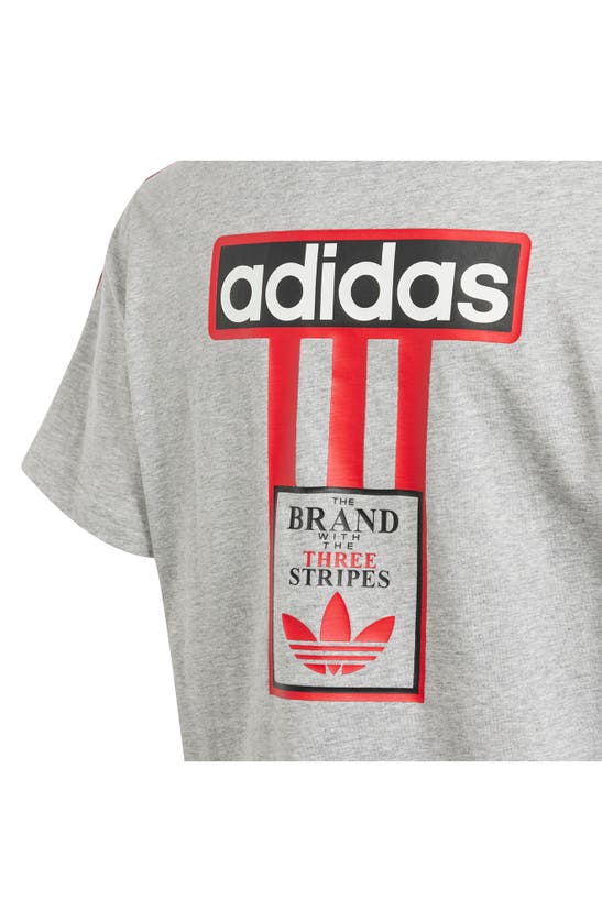 Shop Adidas Originals Kids' Adibreak Graphic T-shirt In Grey Heather/ Scarlet