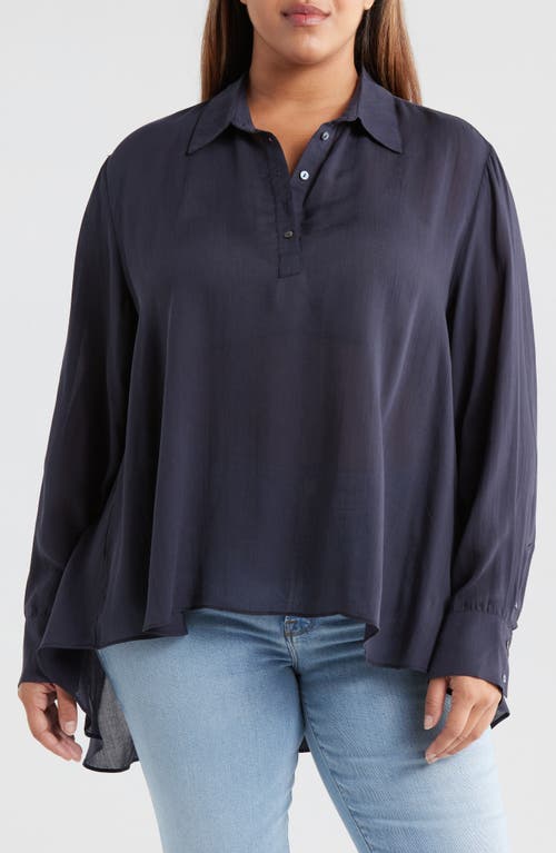 HARSHMAN Anais Long Sleeve Tunic Top in Navy Melange 