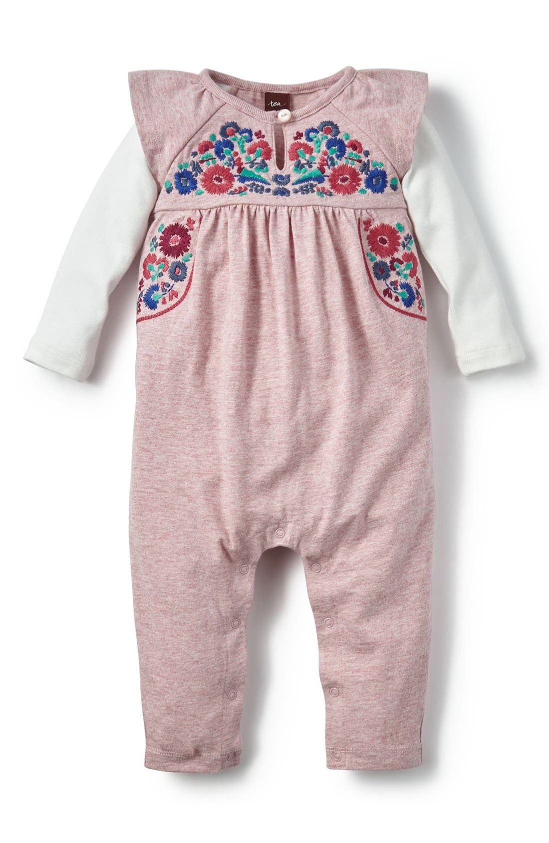 Tea Collection 'Yarii' Embroidered Romper (Baby Girls) Nordstrom