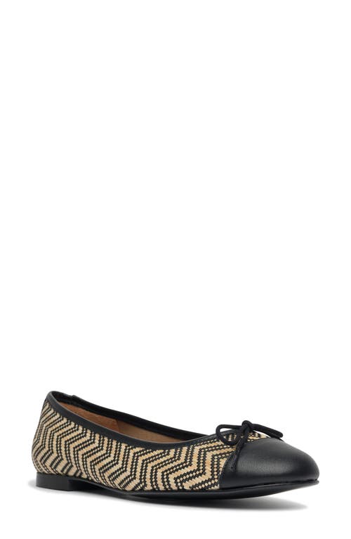 Shop Jon Josef Bella Cap Toe Raffia Ballet Flat In Black/natural