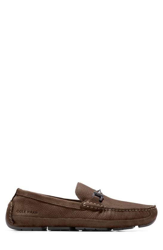 Shop Cole Haan Wyatt Leather Bit Driver Loafer In Chocolate Truffle Nubuck