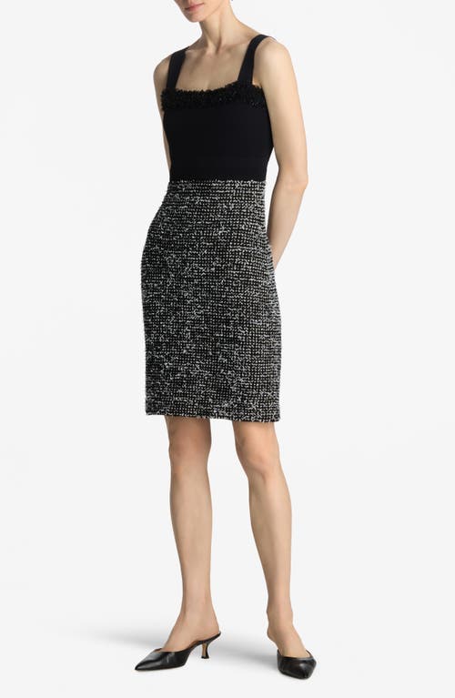 Shop St John St. John Collection Sparkly Eyelash Tweed Dress In Black/white Multi