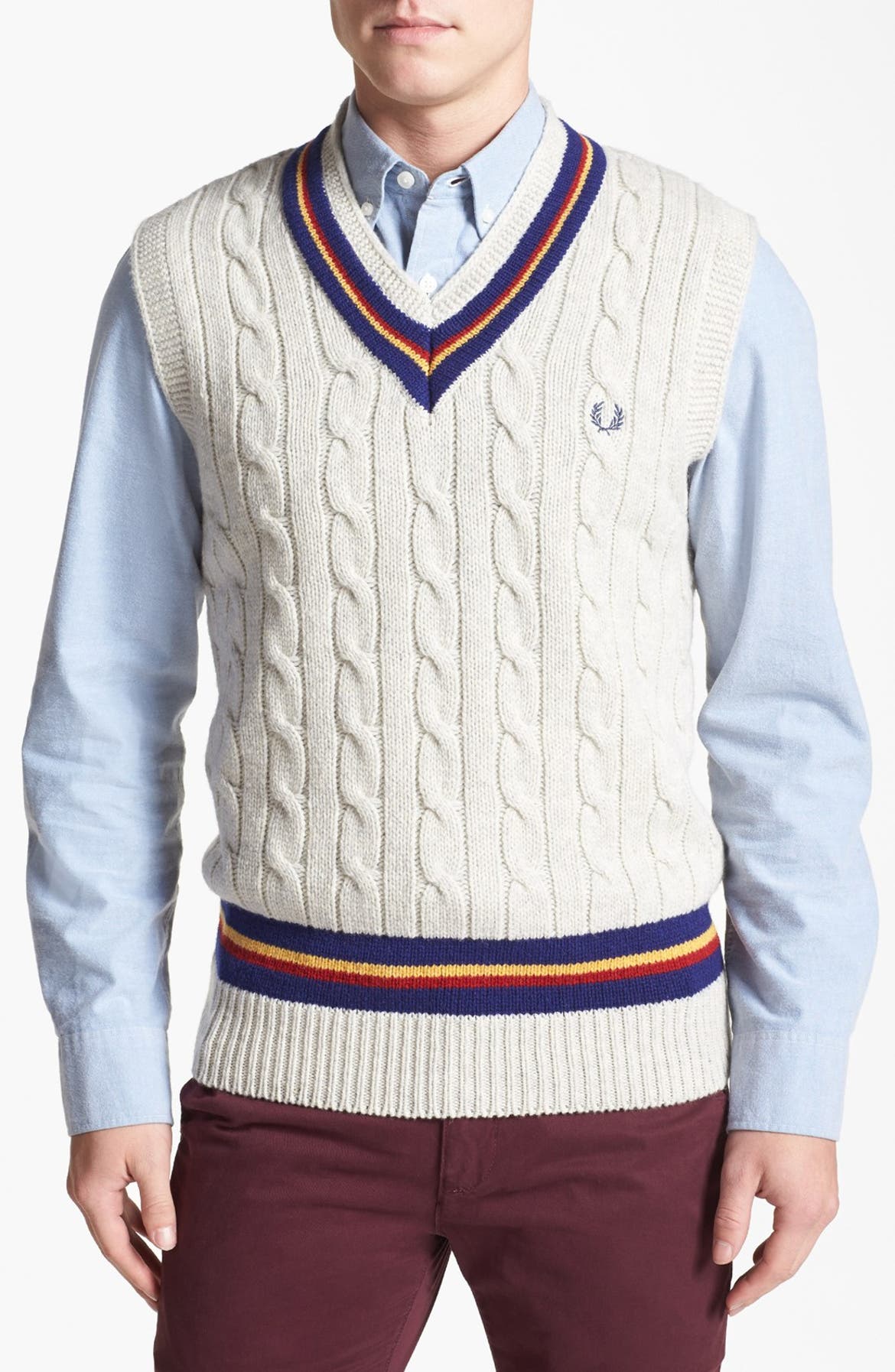 Fred Perry Cable Knit Wool Sweater Vest | Nordstrom