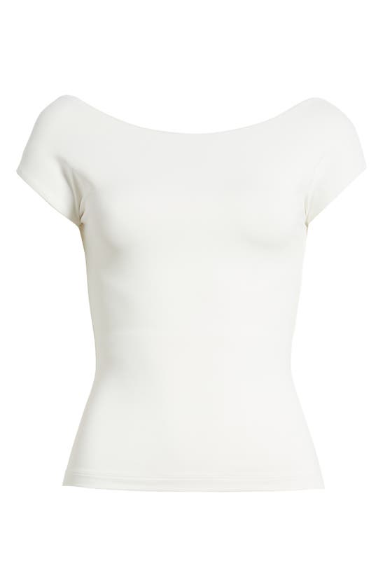 Bp. Open Back Cap Sleeve Top In White Blanc