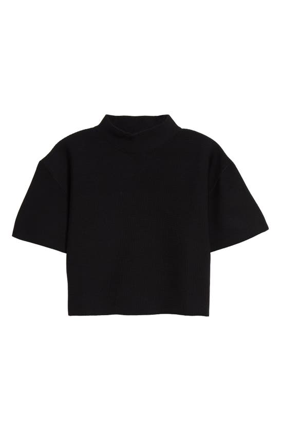 Shop Cfcl Garter Mock Neck Knit Crop Top In Black