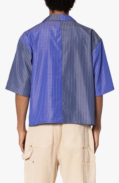 Shop Mnml Colorblock Stripe Camp Shirt In Blue