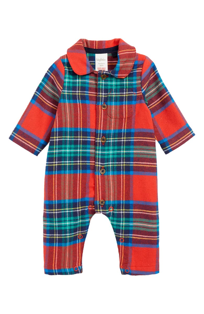 Mini Boden Checked Flannel Romper (Baby) | Nordstrom