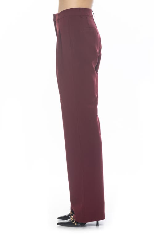 Alexia Admor Ellie Pleated Wide Leg Pants In Burgundy
