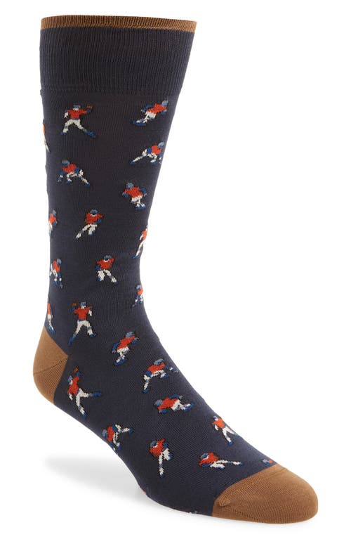 Bugatchi Mercerized Cotton Blend Dress Socks in Navy 