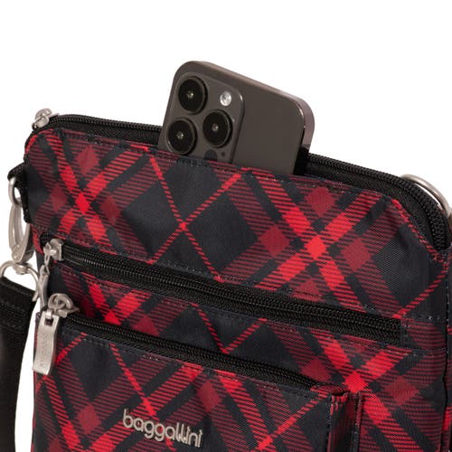 Shop Baggallini Modern Pocket Crossbody Bag In Crimson Tartan