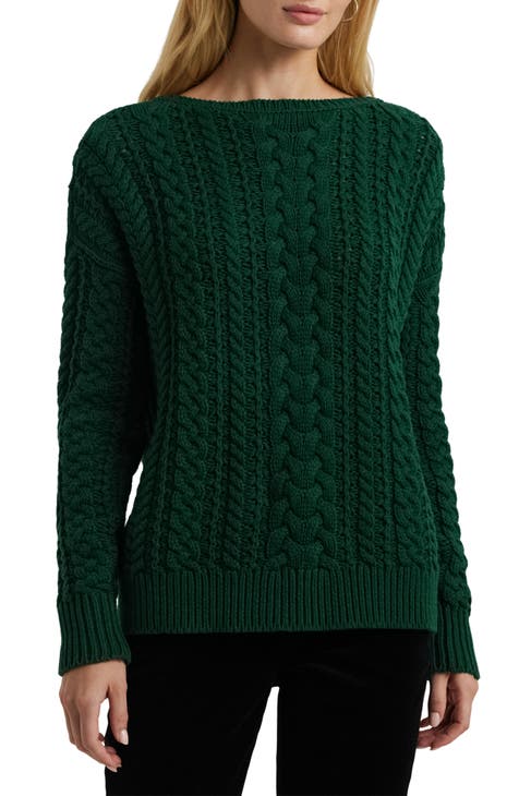 Women s Green Cable Knit Fair Isle Sweaters Nordstrom