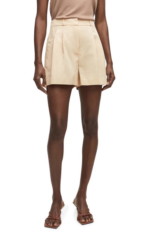 MANGO Pleated High Waist Shorts in Beige at Nordstrom, Size 8