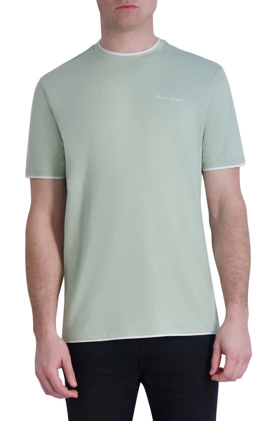 Shop Karl Lagerfeld Tipped Cotton T-shirt In Mint