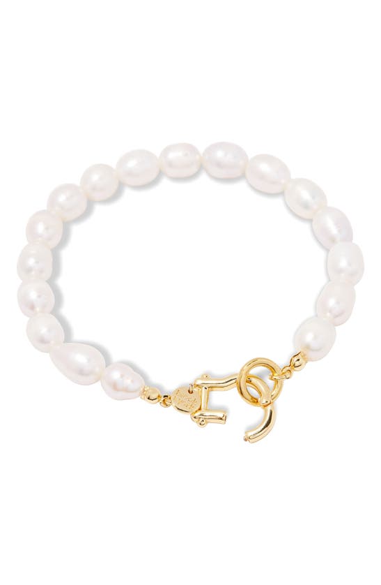 Shop Brook & York Olive Imitation Baroque Pearl Bracelet In Gold/pearl