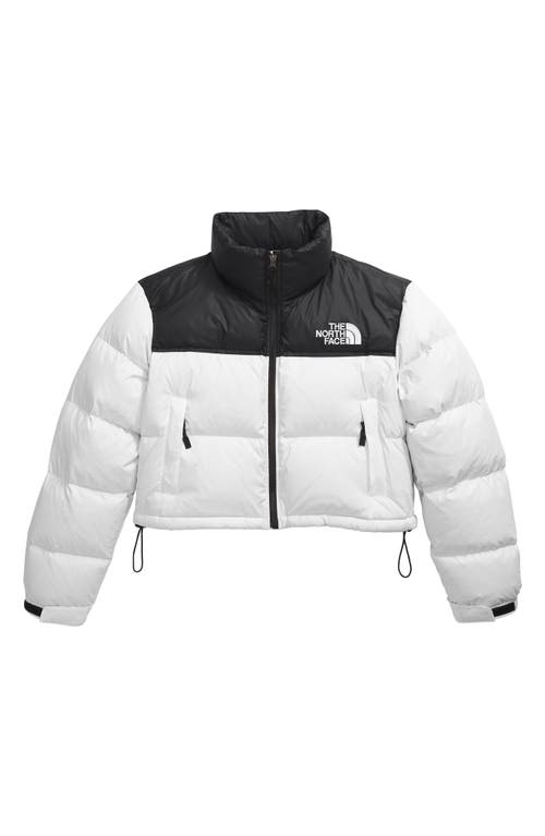 Shop The North Face Nuptse Water Repellent 700 Fill Power Down Short Puffer Jacket In White Dune/tnf Black