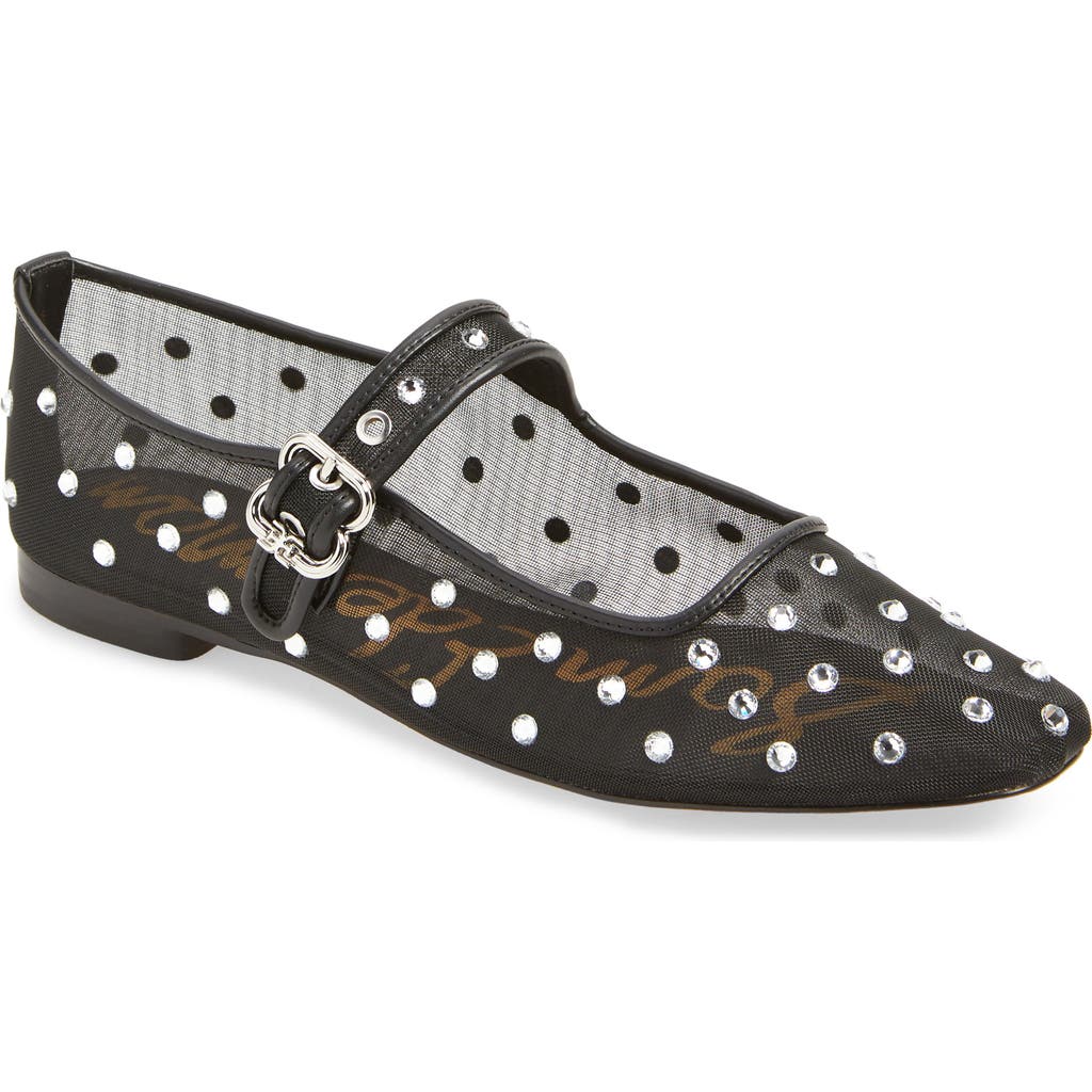 Sam Edelman Womens Black Michaela Rhinestone-embellished Mesh Ballet Flats Eur 37 / 4 Uk In Black