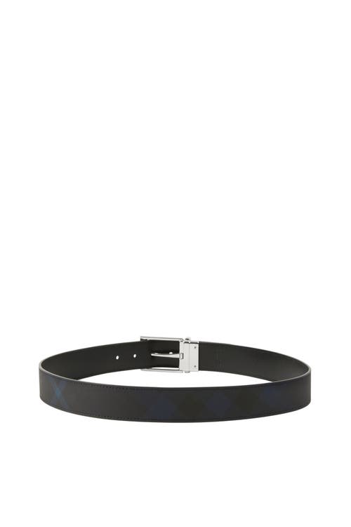 Shop Burberry Reversible Check Belt In Navy