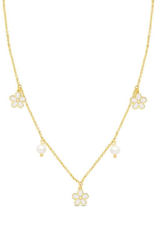 Lily Nily Flower & Pearl Charm Necklace in Gold at Nordstrom