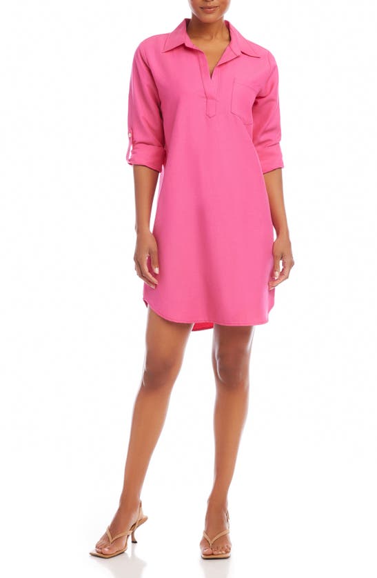 Shop Karen Kane Roll Tab Sleeve Shirtdress In Pink