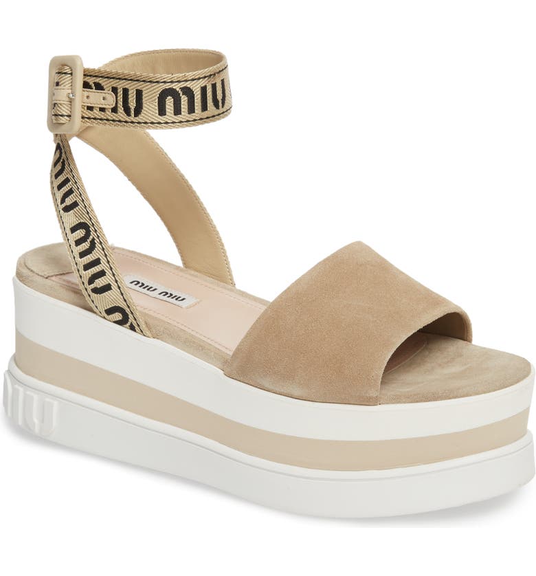Miu Miu Logo Strap Platform Sandal (Women) | Nordstrom