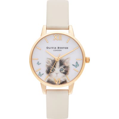 Olivia Burton Illustrated Animals Leather Strap Watch, 30Mm