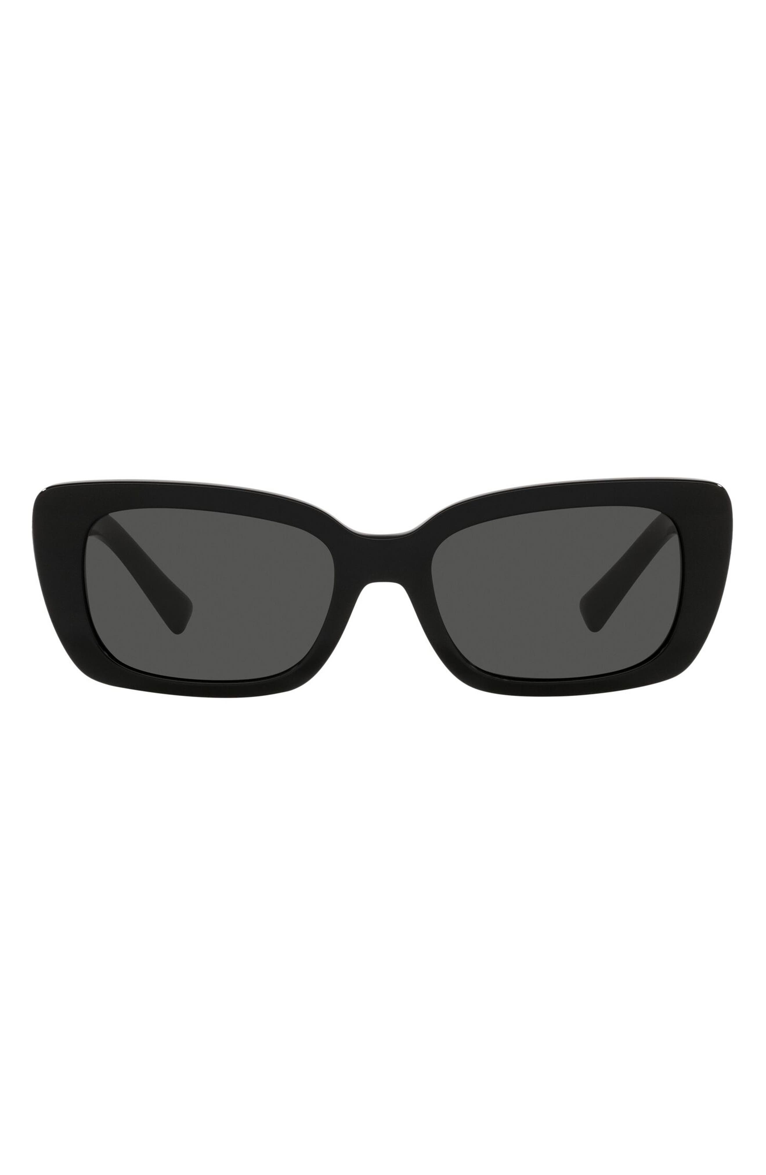 Valentino 52mm Rectangular Sunglasses in Black/Smoke at Nordstrom