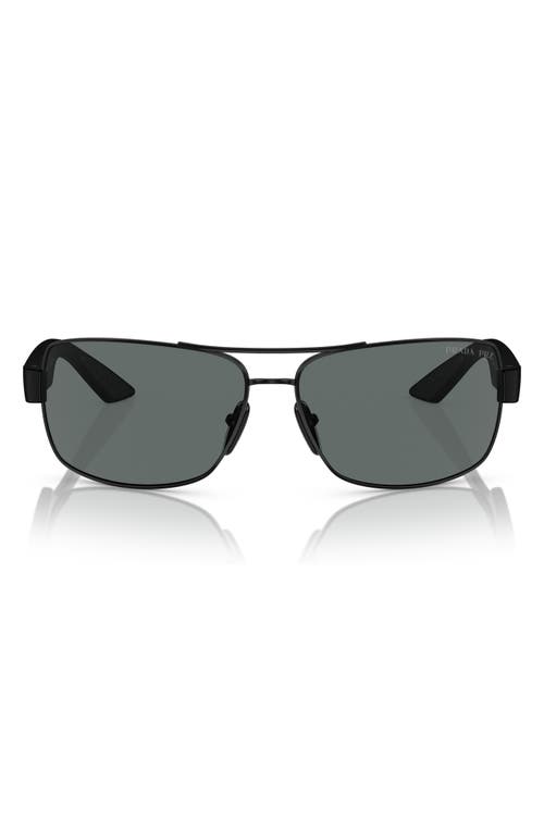 65mm Oversize Polarized Pillow Sunglasses in Black