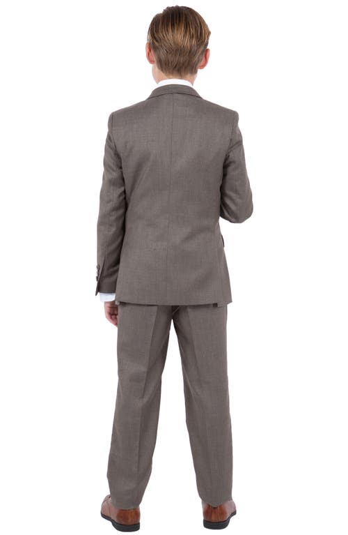 Perry Ellis Kids' Cocoa Five-piece Sharkskin Suit In Cocoa