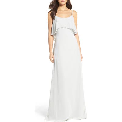 Wtoo Ruffle Overlay Spaghetti Strap Chiffon Gown