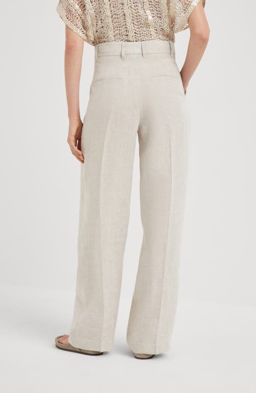 Shop Brunello Cucinelli Wide Pleated Trousers In Sand