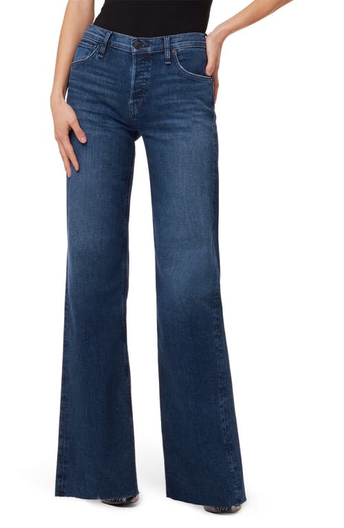 Rose High Waisted Raw Hem Wide Leg Jeans in Dover