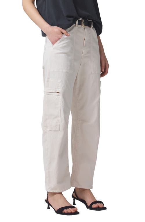 Citizens of Humanity Marcelle Low Rise Barrel Organic Cotton Cargo Pants in Oysterette