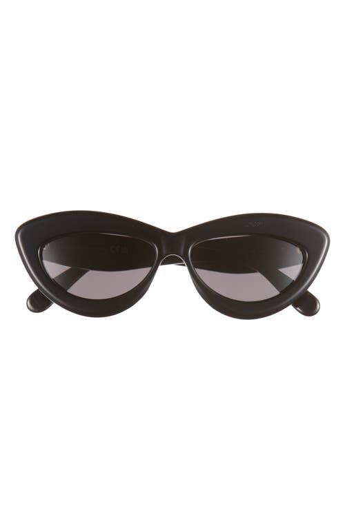 Loewe Curvy 54mm Cat Eye Sunglasses In Shiny Black/smoke