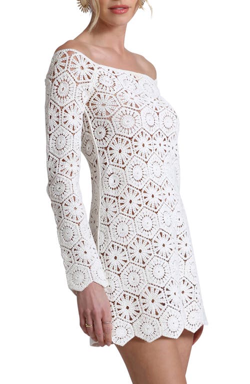 Shop Avec Les Filles Off The Shoulder Long Sleeve Lace Minidress In White