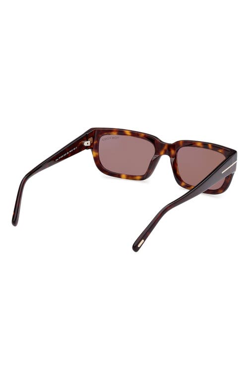 Shop Tom Ford Ezra 54mm Rectangular Sunglasses In Shiny Havana/roviex Mirror