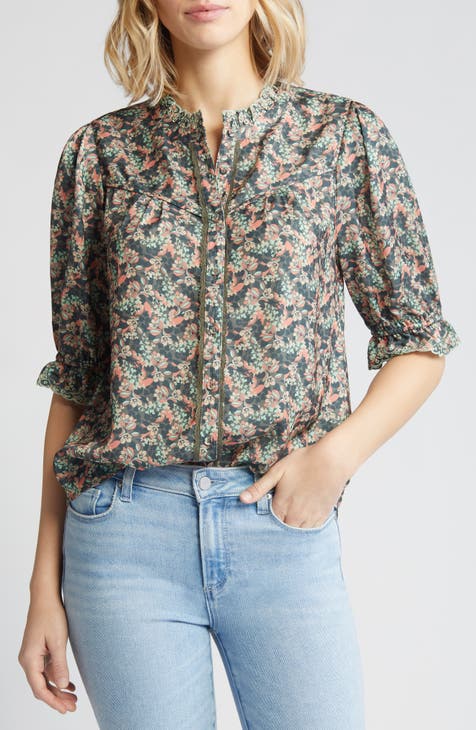 Textured Floral Print Self-Tie Wrap Top  Blouse casual fashion, Fashion  tops, Women