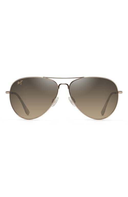 Maui Jim Mavericks 61mm Polarized Oversize Aviator Sunglasses in Gold/Bronze at Nordstrom