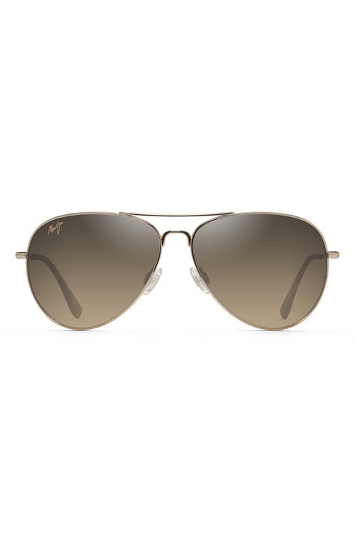 Maui Jim Mavericks 61mm Polarized Oversize Aviator Sunglasses In Gold/bronze