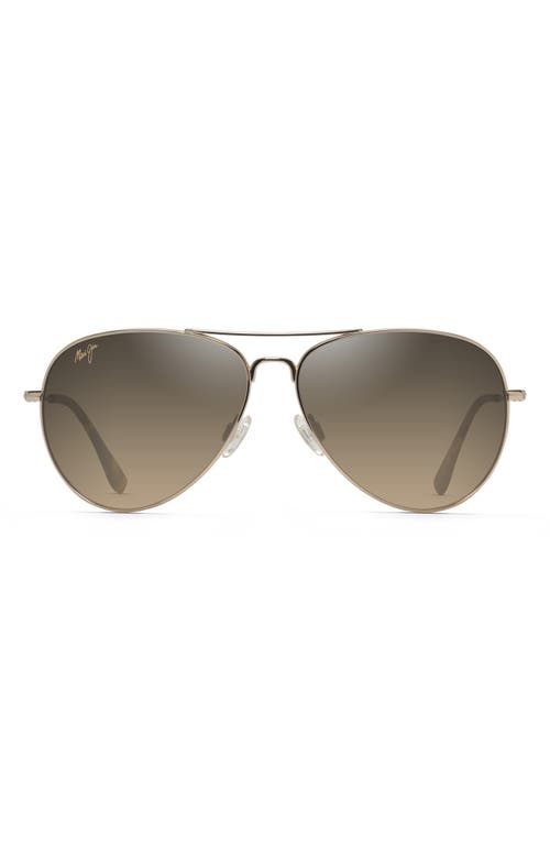 Maui Jim Mavericks 61mm Polarized Oversize Aviator Sunglasses In Gold/bronze