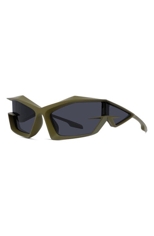 Shop Givenchy Geometric Sunglasses In Matte Dark Green/smoke