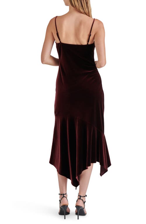 Shop Steve Madden Lucille Rosette Detail Asymmetric Velvet Dress In Wine