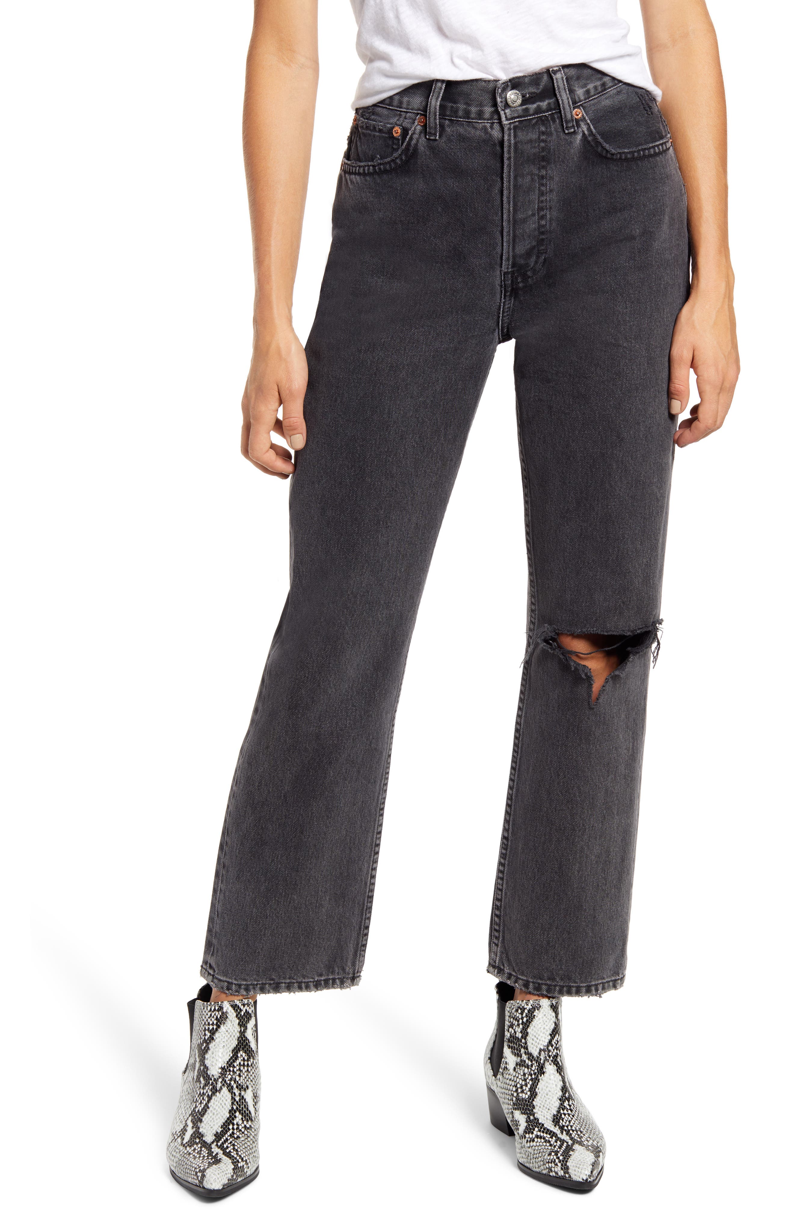 topshop ripped high waist dad jeans