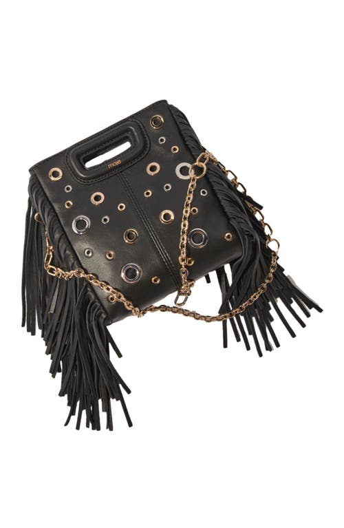 Shop Maje Leather M Mini Bag With Eyelets In Black