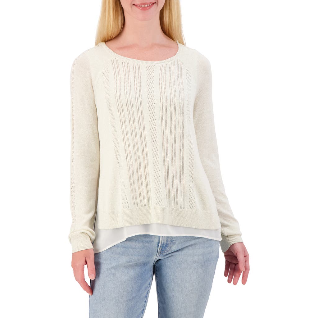 LUCKY BRAND LUCKY BRAND MIXED MEDIA LUREX CREW SWEATER