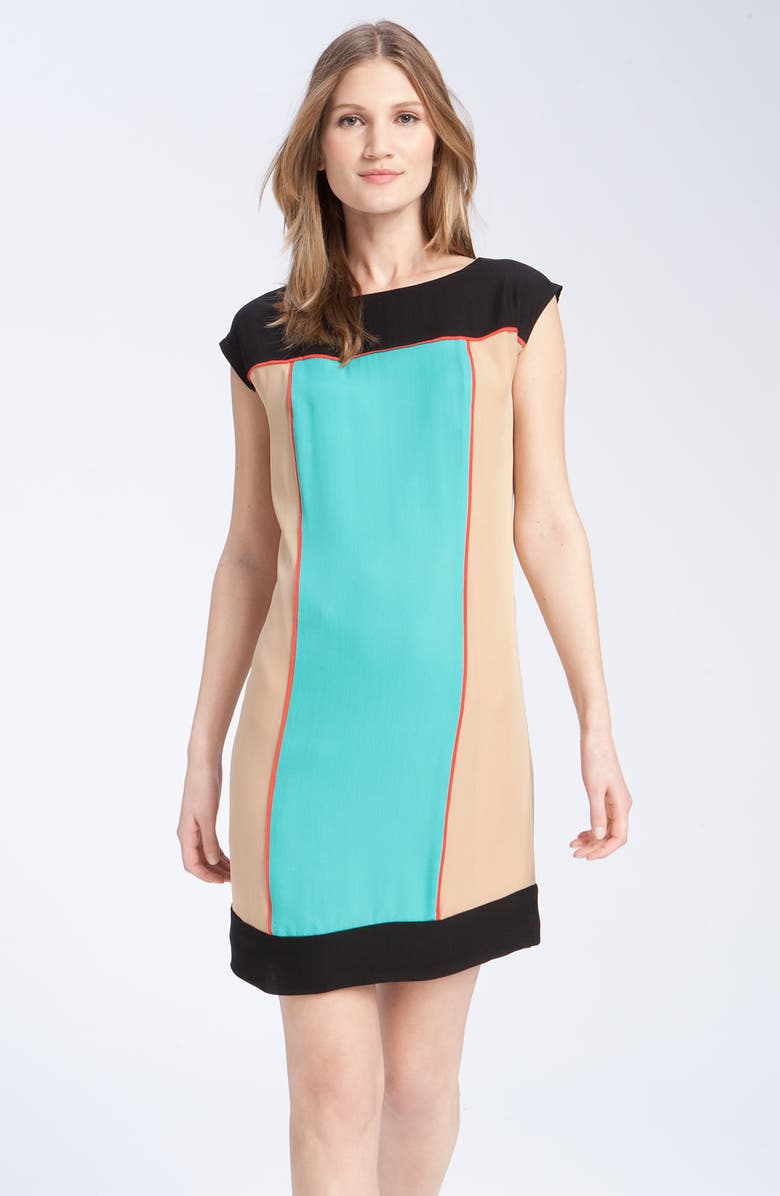 ECI Colorblock Silk Chiffon Shift Dress | Nordstrom