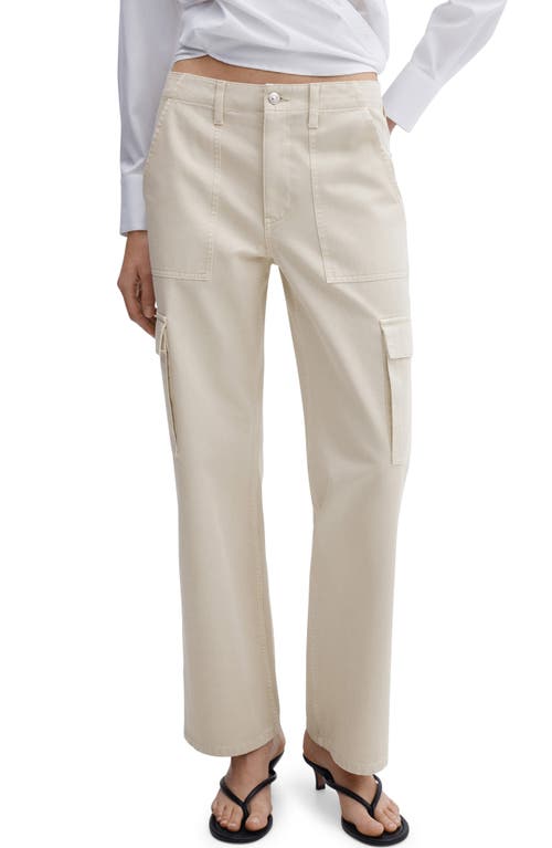 MANGO Straight Leg Cargo Jeans Sand at Nordstrom