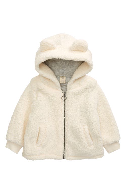 Tucker + Tate Cozy Hooded Faux Fur Jacket in Ivory Pristine