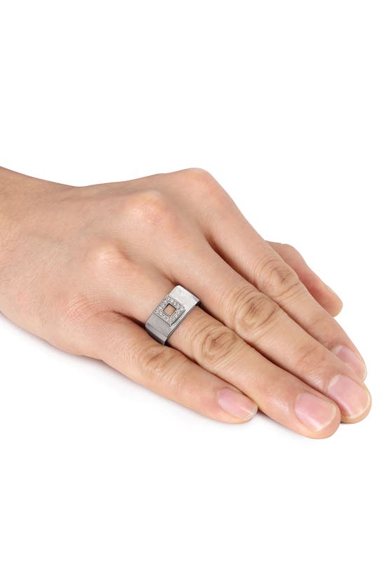 Shop Delmar Diamond Square Ring In Silver